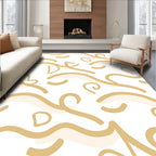 Golden Swirl Abstract Brushstrokes Rug