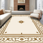 Elegant Brown Filigree Border Star Rug