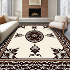 Dark Brown Antique Floral Medallion Rug