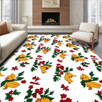 Charming Yellow Ducklings Red Berries Garland Rug