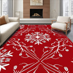 Crimson White Snowflake Medallion Layout Rug
