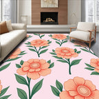Coral Floral Stem Arrangement Rug