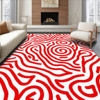 Crimson Wavy Organic Lines Rug
