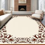 Brown Floral Vine Border Rug