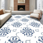 Classic Blue Floral Outline Rug