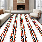 Bold Orange White Vertical Stripe Rug