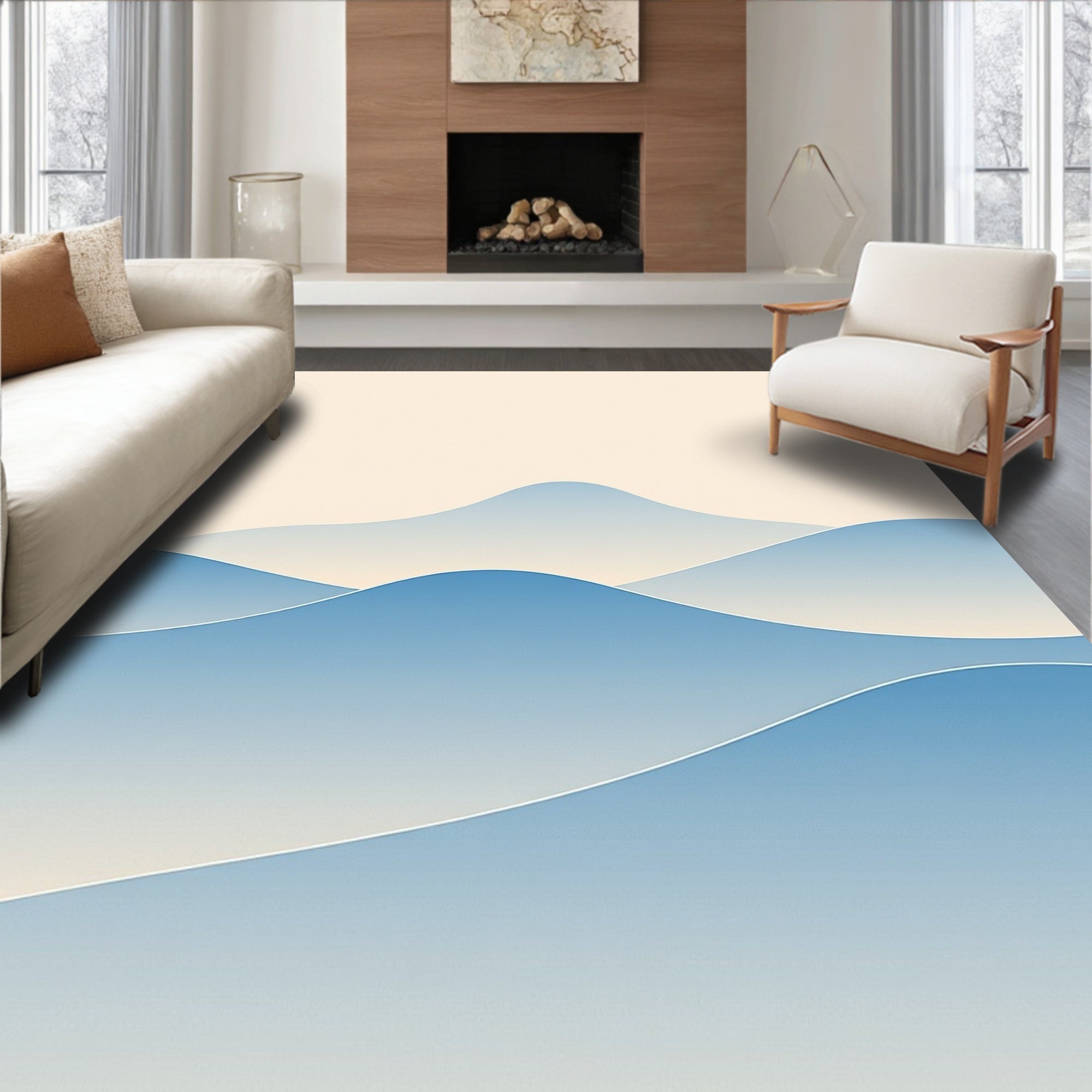 Calm Blue Gradient Layers Rug