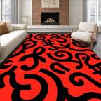 Bold Red Abstract Swirl Hash Rug