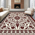 Crimson Classic Floral Vine Border Tapestry Rug
