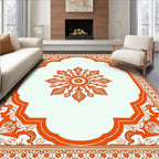 Orange Floral Medallion Archway Rug