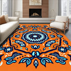 Bold Orange Sapphire Blossom Artwork Rug