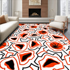 Bold Orange Black White Abstract Organic Rug