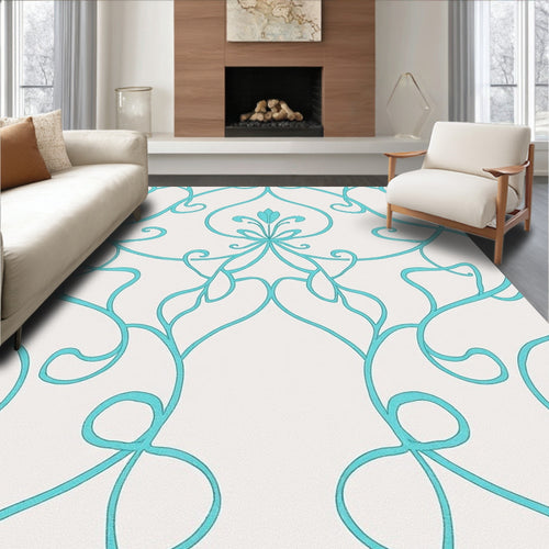 Aqua Swirl Floral Medallion Rug