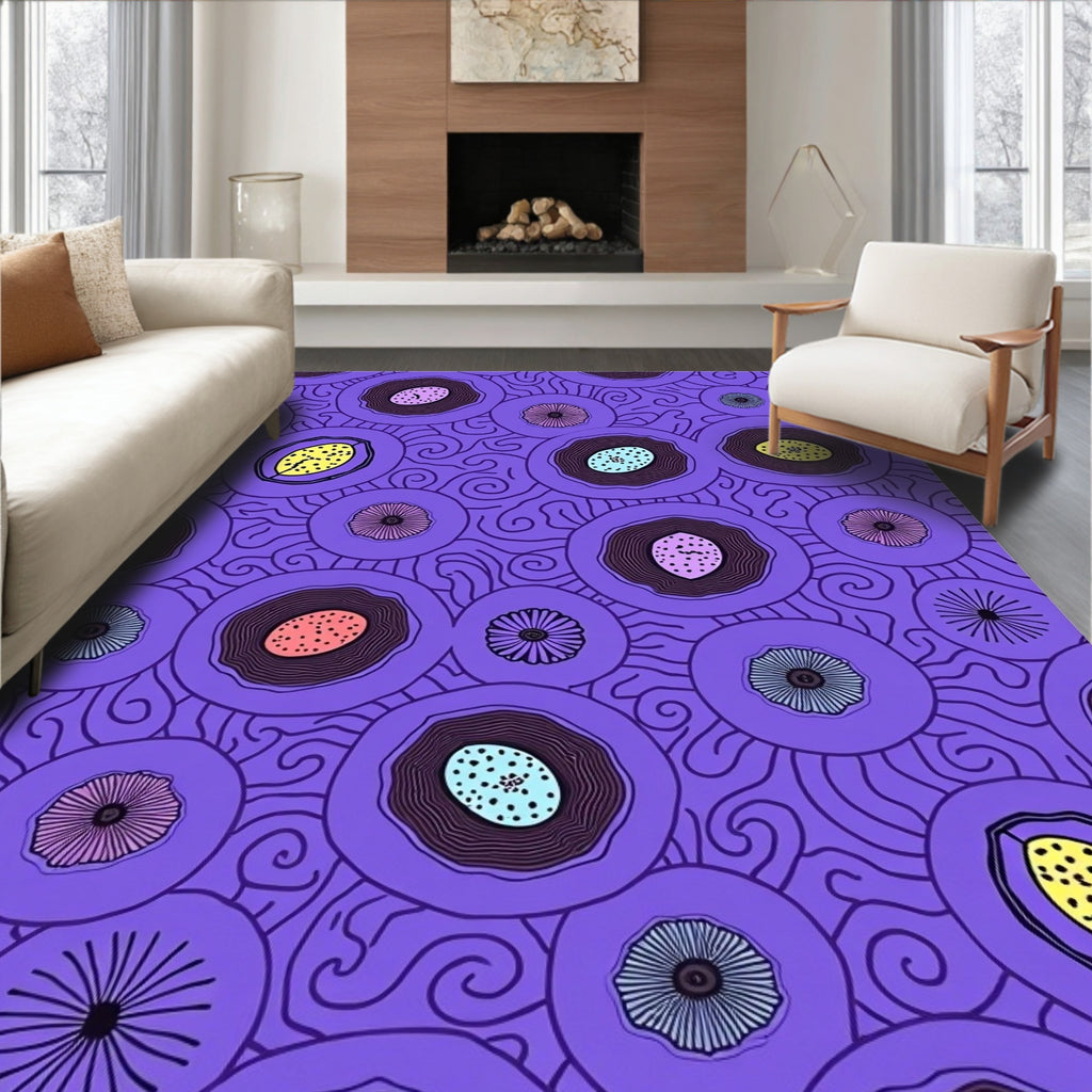 Purple Abstract Organic Circles Rug