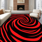 Bold Red Swirl Optical Illusion Rug