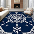 Midnight Blue Snowflake Mandala Rug