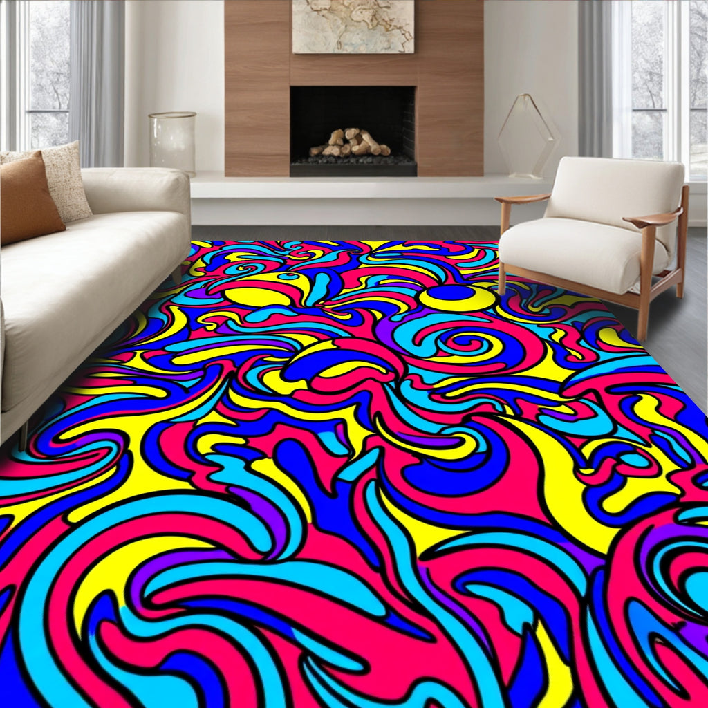 Vibrant Psychedelic Swirls Rug