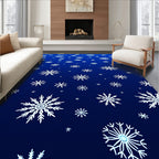 Deep Blue White Snowflake Scatter Rug
