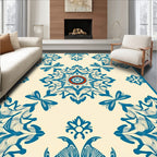 Blue Crimson Floral Medallion Rug