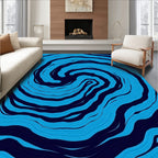 Oceanic Blue Swirl Abstract Rug
