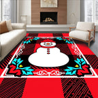Red Buffalo Check Snowman Holly Border Rug