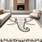 Bold Elephant Head with Ornate Border Rug