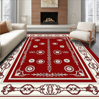 Crimson Ivory Ornate Floral Medallion Rug