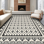 Eclectic Black And White Geometric Border Rug
