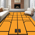 Modern Orange Geometric Court Lines Rug