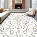 Gentle Ivory Gray Floral Scrollwork Rug