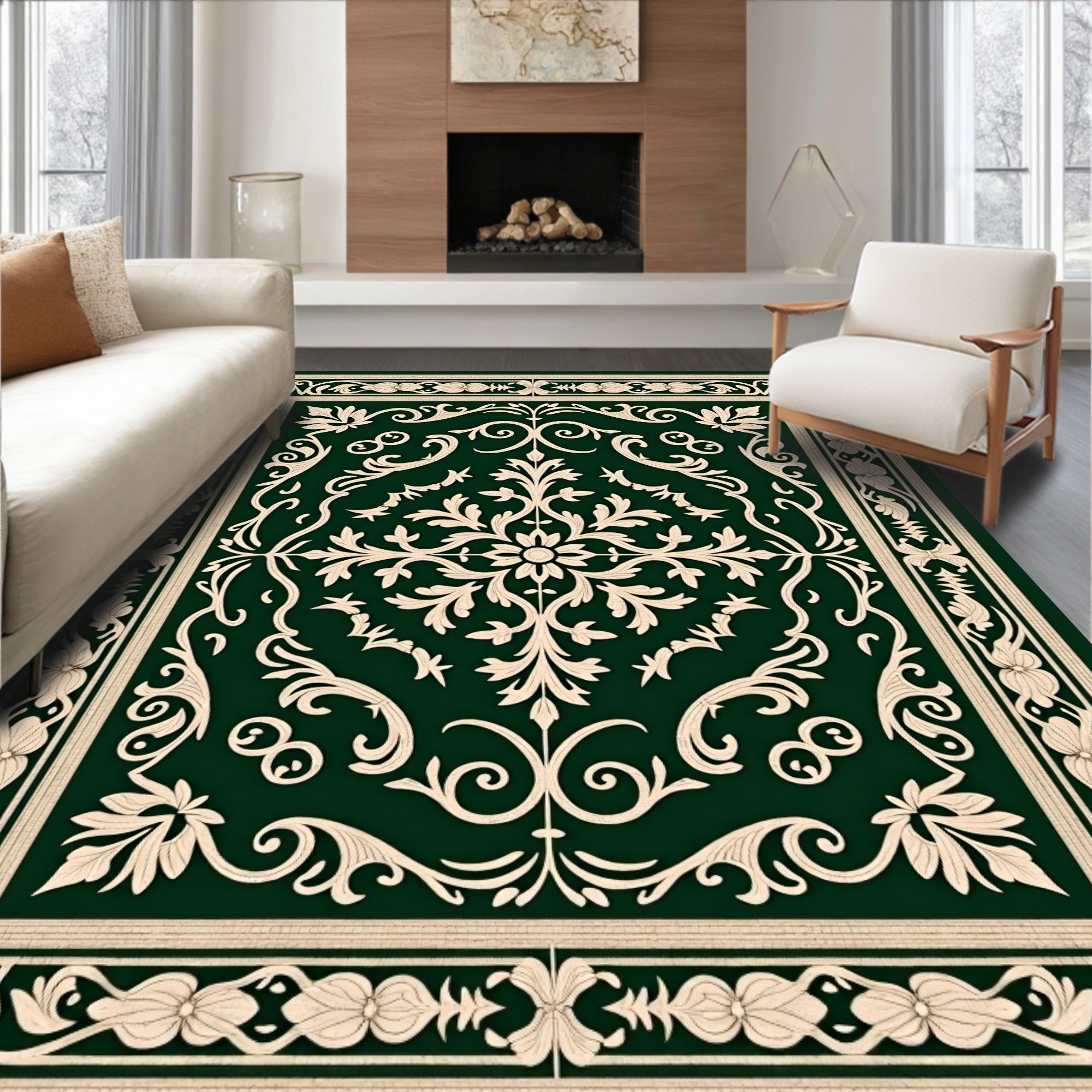 Classic Emerald Floral Archway Rug