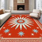 Mid century sunburst star coral Rug