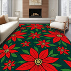 Crimson Red Flower Garden Rug