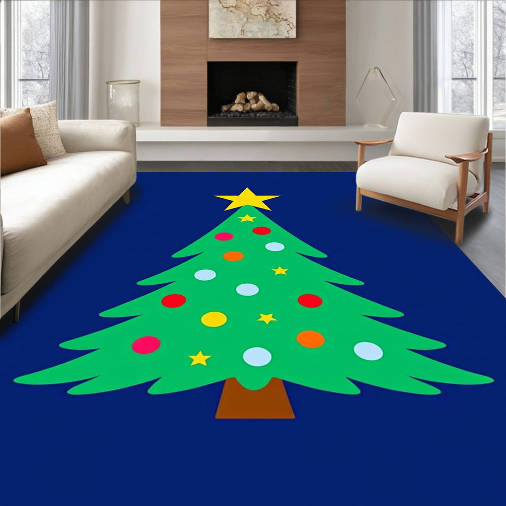 Bright Star Tree Festive Ornaments Home Rug