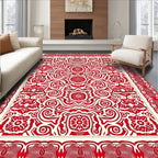 Crimson Red Intricate Floral Medallions Rug