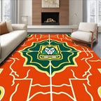 Bold Orange Green Heraldic Shield Rug