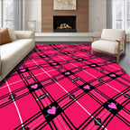 Pink Heart Plaid Tartan Check Rug