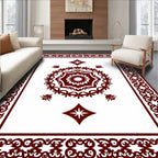 Deep Red Medallion Diamond Border Rug