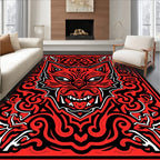 Crimson Red Fierce Beast Swirl Rug