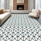 Classic Navy Lattice Geometric Rug