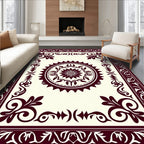 Crimson Sunburst Centerpiece Ornate Rug