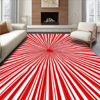 Crimson Sunburst Radial Rays Rug