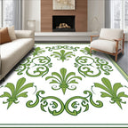 Green Fleur De Lis Scrollwork Harmony Rug