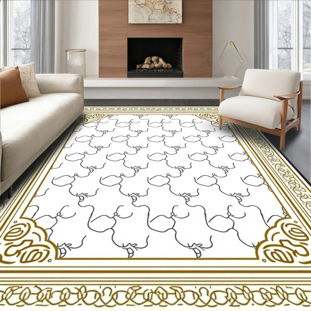 Modern Gold Abstract Face Repeat Rug