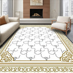 Modern Gold Abstract Face Repeat Rug