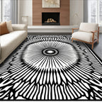 Black White Radial Sunburst Rug