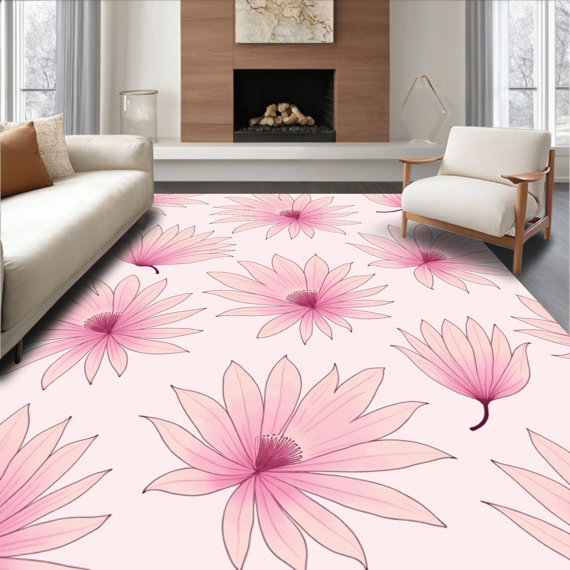 Pale Pink Blossom Array Rug