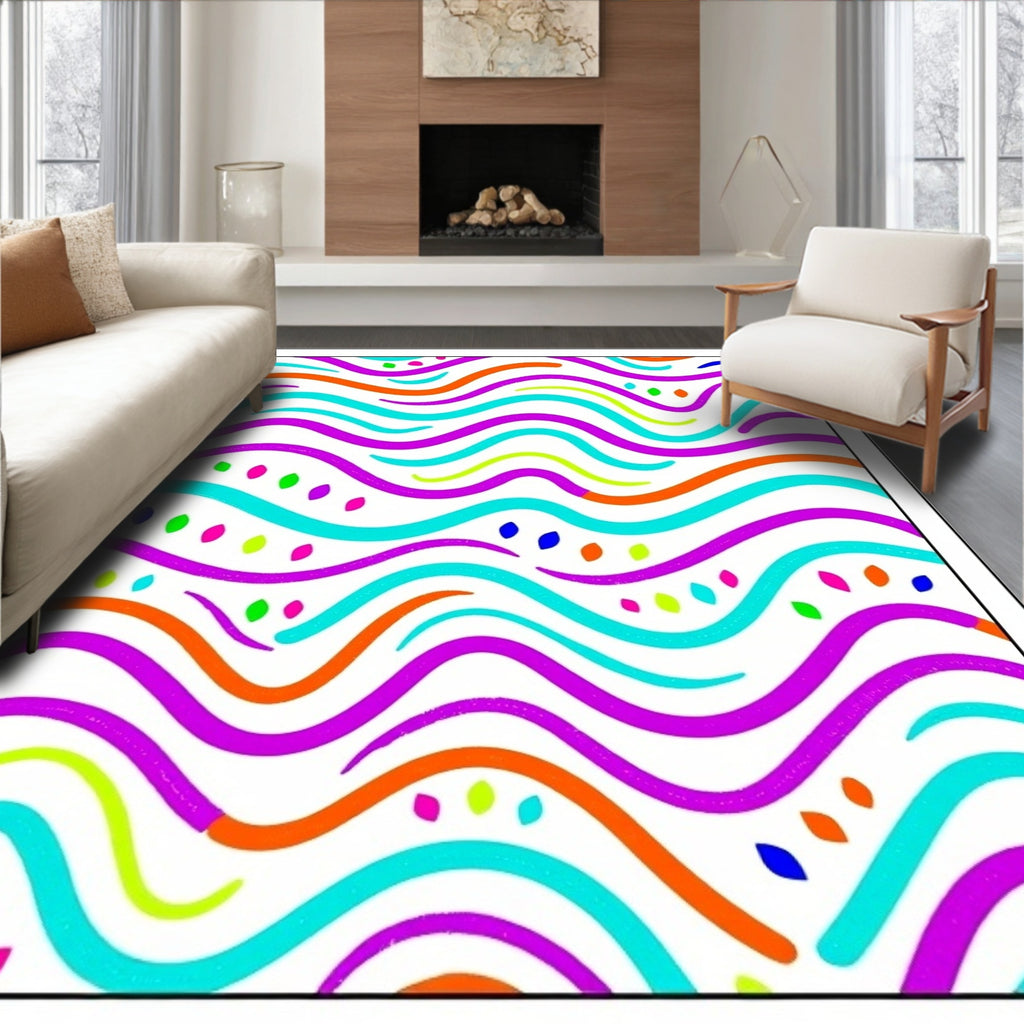 Vibrant Colorful Wavy Stripe Scatter Rug