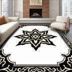 Black and Cream Starburst Medallion Rug