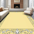 Cream Yellow Floral Swirl Border Rug